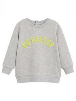 Image of Mango Baby Boys Go Faster Embossed Slogan Sweatshirt
