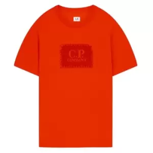 Image of CP COMPANY 30/1 Block Logo T Shirt - Red