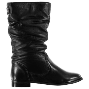 Image of Linea Ruched Calf Boots - Black