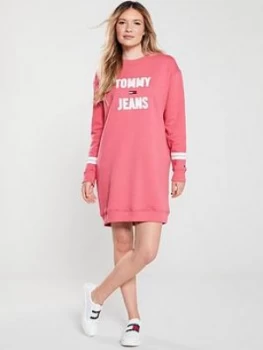 Image of Tommy Jeans Logo Sweatshirt Dress - Pink