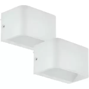 Image of 2 PACK Wall Light Colour White Box Structure Snug Fitting Bulb LED 6W Included
