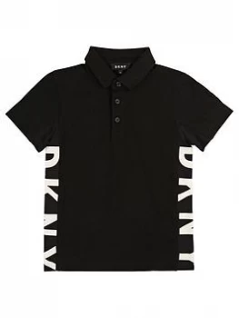 Image of DKNY Boys Short Sleeve Side Logo Polo, Black, Size 12 Years