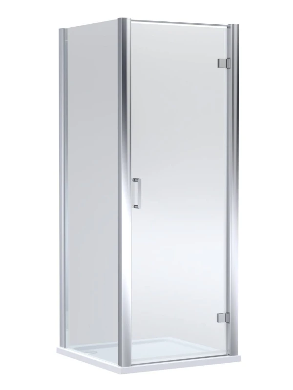 Image of Balterley Hinged Shower Door & Tray: 900x900mm Chrome/White in Silver Silver Unisex