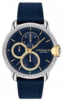 Image of Coach Womens Arden Blue Leather Strap Blue Dial Watch