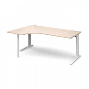 Image of TR10 Left Hand Ergonomic Desk 1800mm - White Frame maple Top