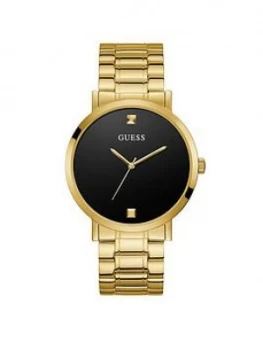 Image of Guess Guess Supernova Black Diamond Set Dial Gold Bracelet Mens Watch