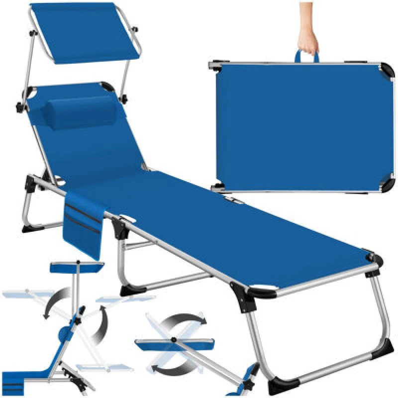 Image of Tectake 1 Sun Lounger Aurelie - Foldable With Headrest, 6 Position Backrest - Blue