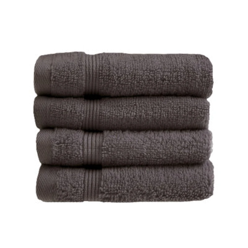 Image of Allure Bath Fashions Luxury Zero Twist Egyptian Cotton 4 Pack Face Cloths - Charcoal Grey