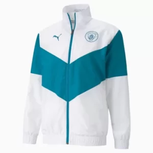 Image of PUMA x First Mile Man City Prematch Mens Football Jacket, Aquamarine, size Large, Clothing