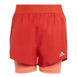 Image of adidas Two-In-One AEROREADY Woven Running Shorts Kids - Preloved Red / Coral Fusion /