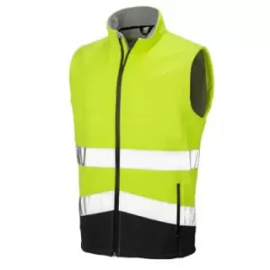 Image of Result Adults Safe-Guard Printable Safety Soft Shell Gilet (S) (Fluorescent Yellow/Black)