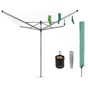 Image of Brabantia Lift-O-Matic 50m 4-Arm Rotary Airer with Ground Spike, Cover and Peg Bag