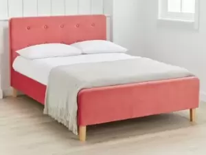 Image of LPD Pierre 5ft King Size Coral Pink Velvet Fabric Bed Frame