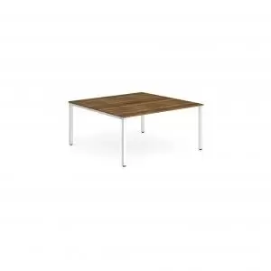 Image of B2B White Frame Bench Desk 1400 Walnut 2 Pod