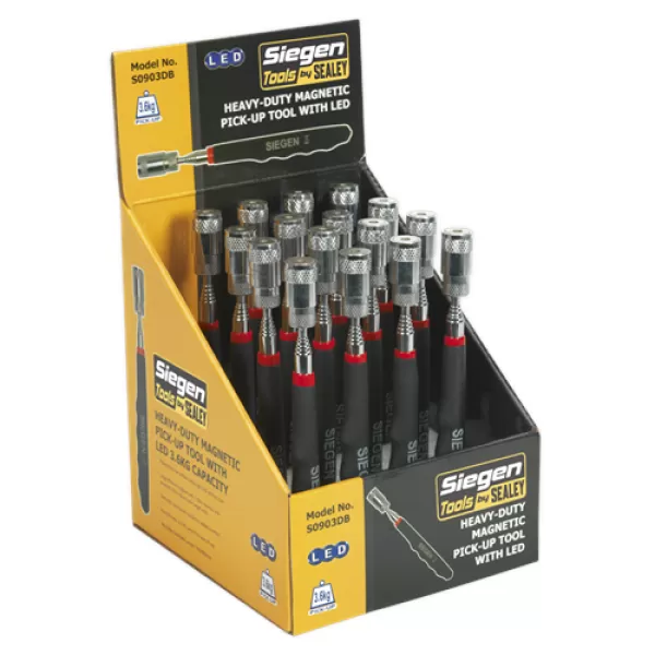 Image of Siegen S0903DB Heavy-Duty Magnetic Pick-Up Tool LED 3.6kg Capacity Display
