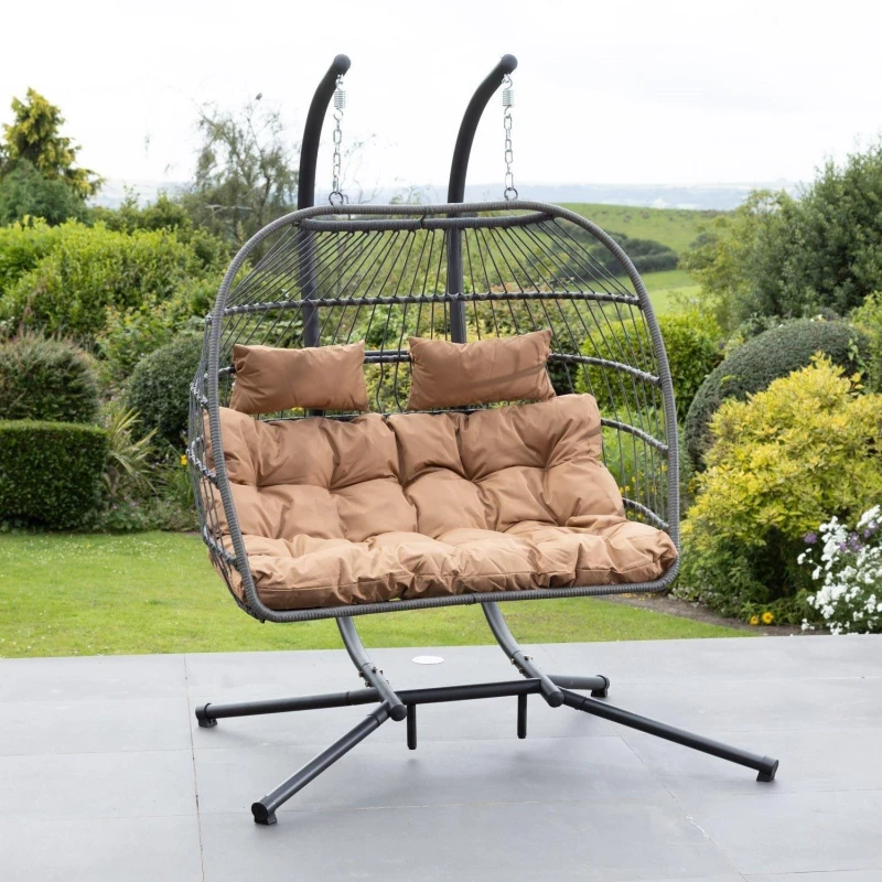 Image of Artemis Home Burford Swinging Double Garden Seat in Brown Brown Unisex