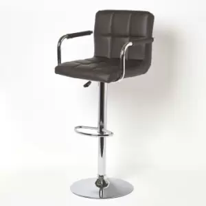 Image of Bramley Faux Leather Swivel Bar Stool Brown - Brown - Brown - Brown - Homescapes