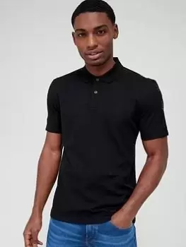 Image of BOSS Parlay 175 Tape Detail Polo Shirt - Black, Size L, Men