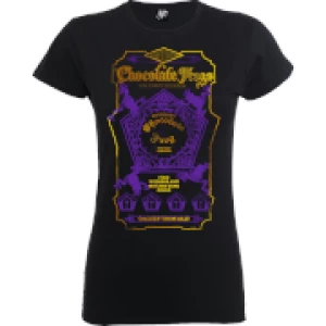 Image of Harry Potter Honeydukes Purple Chocolate Frogs Womens Black T-Shirt - S - Black