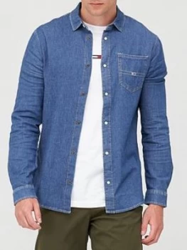 Image of Tommy Jeans Tjm Stretch Denim Shirt - Denim Blue