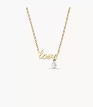 Image of Fossil Women Sadie Love Notes Two-Tone Stainless Steel Station Necklace