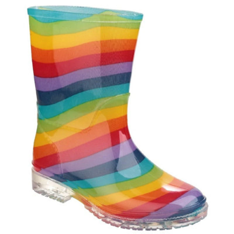 Image of Cotswold Girls Patterned PVC Kids Childrens Welly Wellington Pink Rainbow COT088-RAOW-10.5