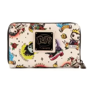 Image of Pop By Loungefly Disney Villains Tattoo Aop Zip Around Wallet