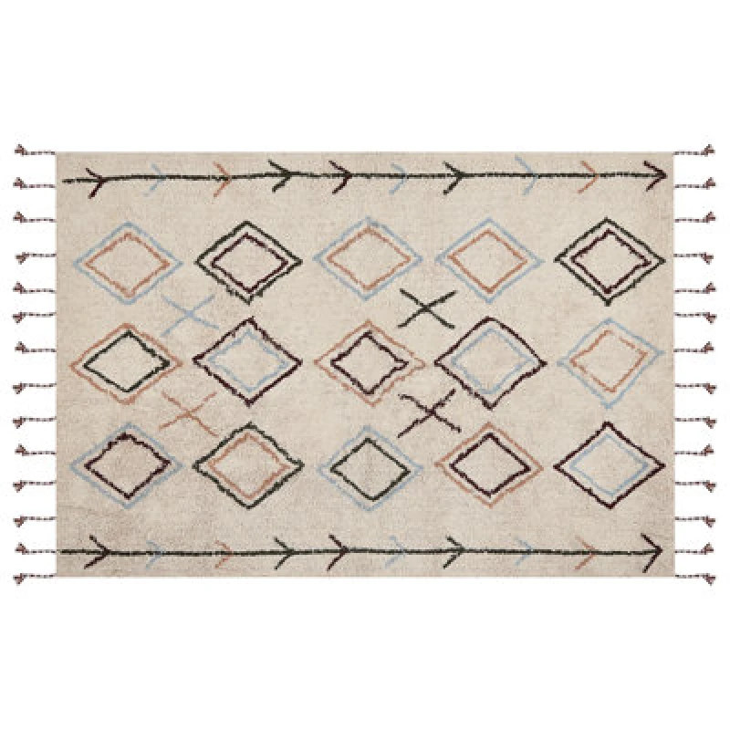 Image of Beliani Rug Corum Beige 160 X 230 Cm Cotton