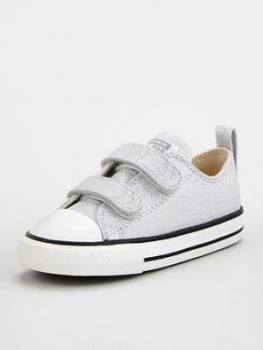 Image of Converse Chuck Taylor All Star 2V Ox Sparkle Toddler Trainer - Silver