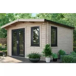 Image of Power Sheds 12 x 12ft Left Hand Door Apex Chalet Log Cabin