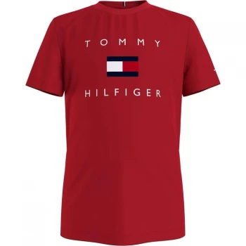Image of Tommy Hilfiger Flag Logo T Shirt - Red XNL