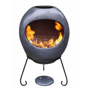 Image of Gardeco Extra-Large Ellipse Mexican Chiminea - Dark Grey