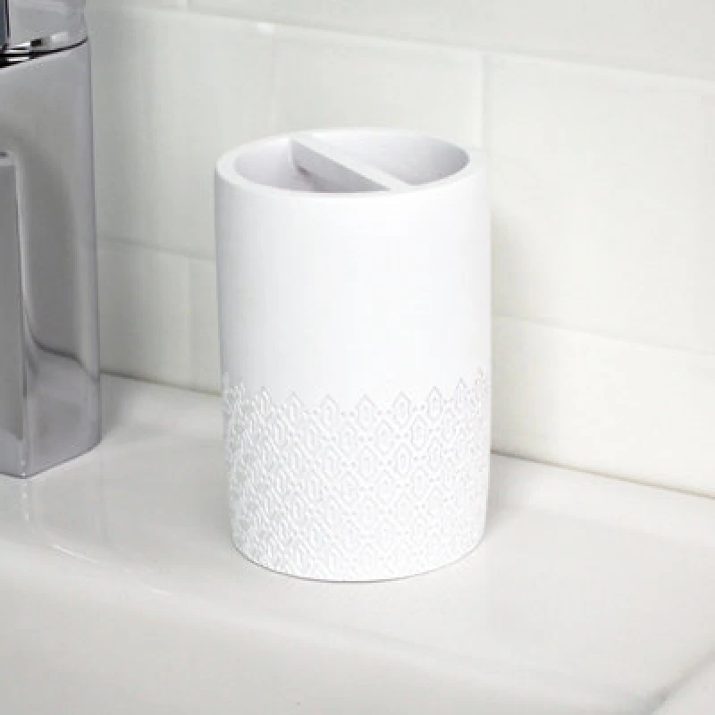 Image of Showerdrape Chantilly White Collection Toothbrush Holder White