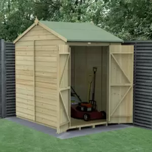 Image of 7' x 5' Forest Beckwood 25yr Guarantee Shiplap Windowless Double Door Reverse Apex Wooden Shed - Natural Timber