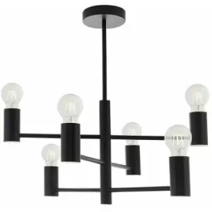 Image of Loops - Semi Flush Ceiling Lamp Matt Black 6x Bulb Multi Light Industrial Urban Pendant