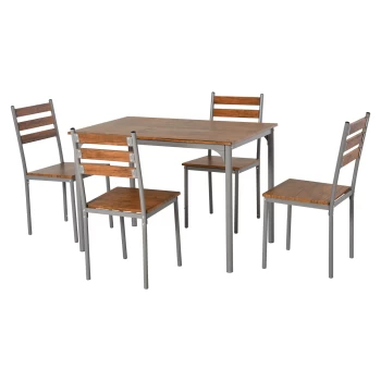 Image of HOMCOM Modern 5 Piece Dining Table Set, Dining Table With 4 Chairs For Compact Dining Room& Kitchen, Brown AOSOM UK