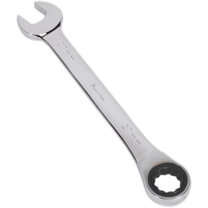 Image of Loops 27mm Ratchet Combination Spanner - Chrome Vanadium Steel - 72 Tooth Ratchet Ring Metallics