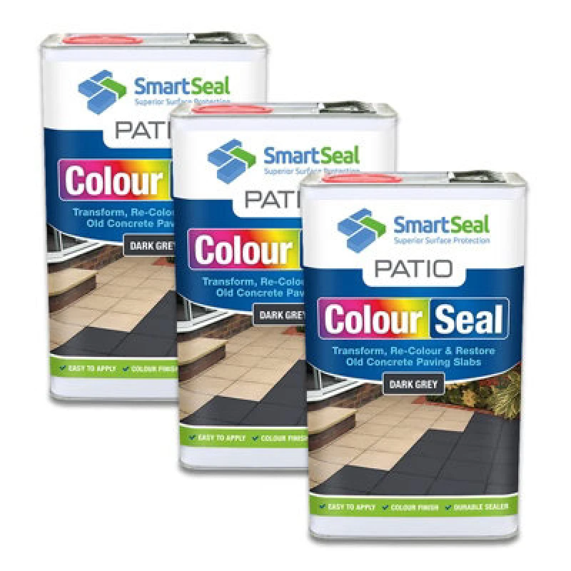 Image of Smartseal Patio Colourseal Dark Grey, Seal And Restore Concrete Paving Slabs, Concrete Paint For Patio, 3 X 5L 5.061E+12