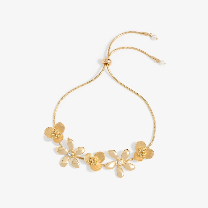 Image of Mood Gold Mixed Flower Toggle Bracelet Gold