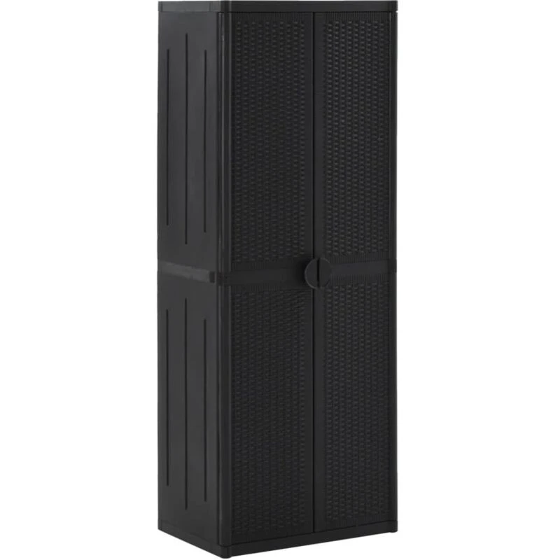 Image of VIDAXL Vidaxl - Garden Storage Cabinet Black 65x45x172cm pp Rattan 8720286768068