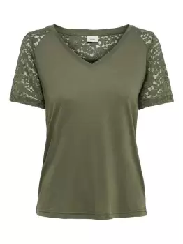 Image of ONLY Lace Detail Top Women Green