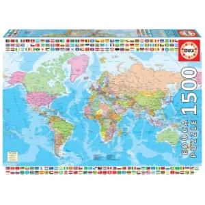 Image of Map Of The World With Flags Jigsaw Puzzle (1500 pieces)