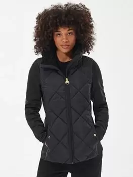 Image of Barbour International Strada Quilted Sweat Jacket - Black, Size 12, Women