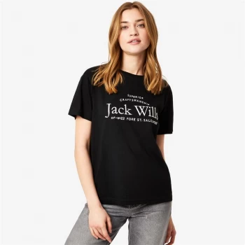 Image of Jack Wills Forstal Boyfriend Logo T-Shirt - Black