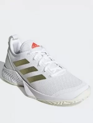 Image of adidas Apac Halo Womens Multi-court Tennis Shoes, White/Gold, Size 7.5, Women