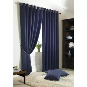 Image of Madison Lined Eyelet Ring Top Curtains Navy 66x90 - Navy