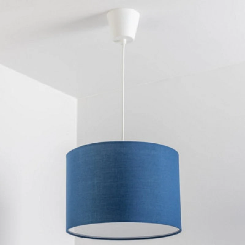 Image of CGC Lighting 'Lucia' Navy Blue Fabric Ceiling Lamp Shade With Frosted Diffuser Dark Navy unisex