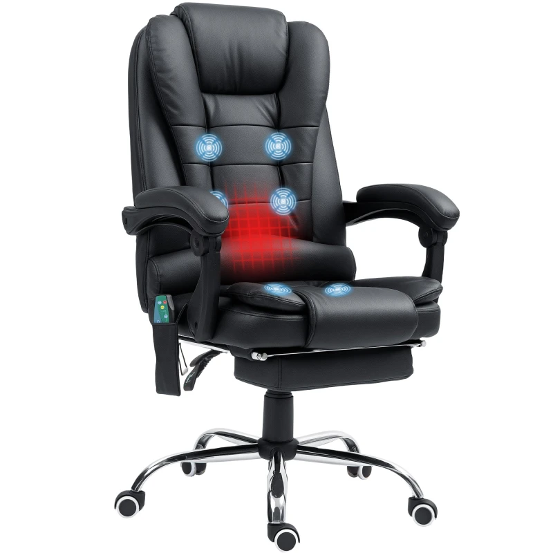 Image of Vinsetto Ergonomic Heated 6 Points Vibration Massage Office Chair Black 921-318V72BK