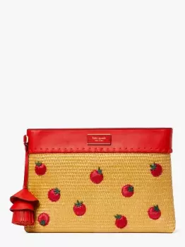 Image of Kate Spade Roma Embellished Tomato Straw Clutch, Natural Multi, One Size