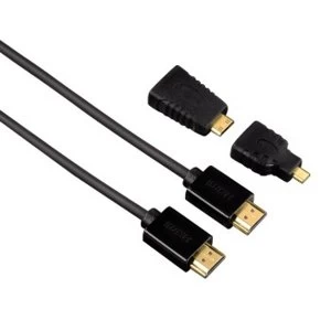 Image of Hama High Speed HDMI Cable with Ethernet, 1.50 m + 2 HDMI adapters
